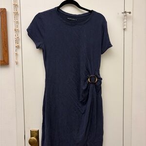 Navy Blue Women's Dress with Ring Detail